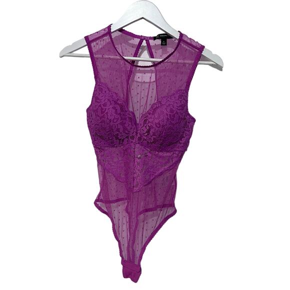 I.N.C. INTERNATIONAL CONCEPTS SHEER SWISS DOT CUPPED BODYSUIT PINK MEDIUM NEW! - Picture 1 of 11